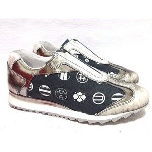 Officine Venete Womens Leather Canvas Casual Oxford Sneakers Shoes US 9.5 Italy